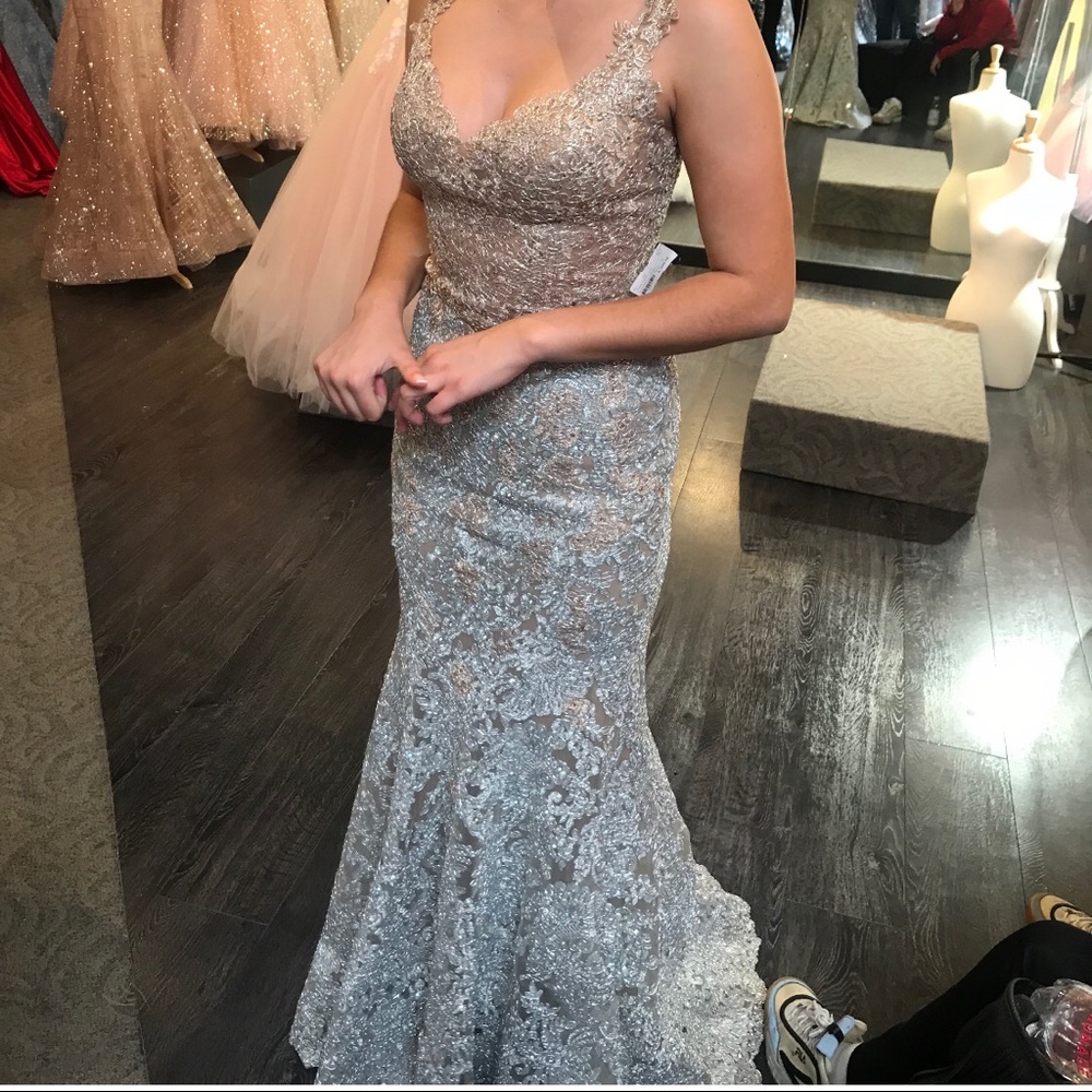 Sherri Hill stunning silver / gold- PROM DRESS NWT (never worn)